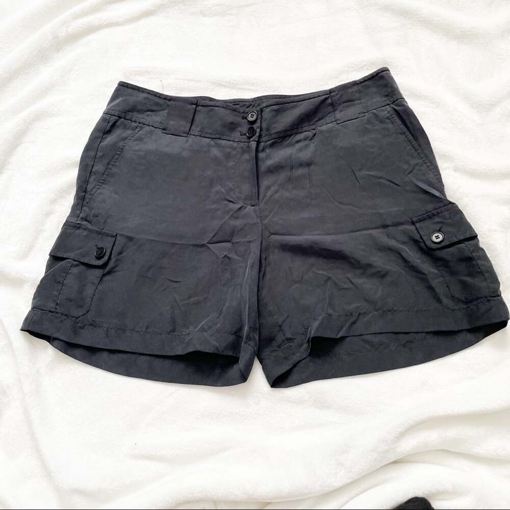 Talbots black silk shorts cargo pockets size 6 petites lightweight classic